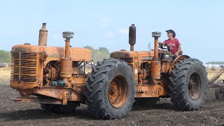 Chamberlain Super 70 Diesel  Tandem Tractor with old school Scraper in the field [upl. by Euqinimod]