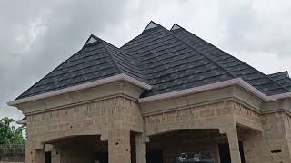 Stone Coated Steel Roofing with PVC Qutter  Black and White Shingle Design [upl. by Alexina]