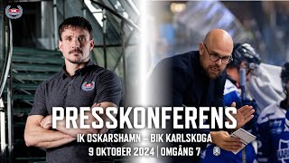 Presskonferens efter IK Oskarshamn – BIK Karlskoga 9 oktober 2024 [upl. by Suckow]