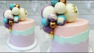 How to make a fault line cake with chocolate spheres  Cake decorating tutorials  Sugarella Sweets [upl. by Annaor610]