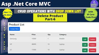 How to bind DropdownList in ASPNET Core CRUD Application with ASPNET Core using EF Core Part6 [upl. by Nanahs]