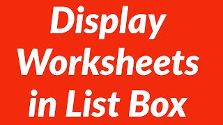 Display all worksheets in listbox and print specific worksheet [upl. by Dahs450]