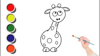 How to Draw a cartoon Giraffe Drawing and Painting Easy for Kids [upl. by Fabrin805]