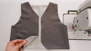 Have You Ever Seen The Way To Sew A Vest With Lining Easily Like This ⭐️ Tailor Nour [upl. by Fremont]