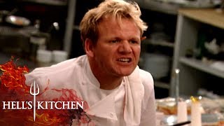 Chef RUNS OUT OF SALMON DURING SERVICE  Hells Kitchen [upl. by Eedyah]