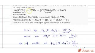 Cisplation is used an anticancer agent for the treatment of solid tumors and its prepared as fo [upl. by Batholomew]