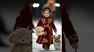 Chinese baby fashion show trendingshorts babyfashion cutefashion animals [upl. by Oicanata]