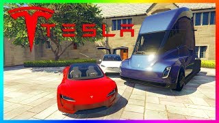 GTA Online TESLA DLC Update Concept  Roadster 2020 Super Car Model X Flamethrower amp MORE GTA 5 [upl. by Zippel422]