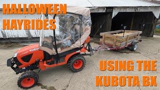 Halloween Hayrides Using The Kubota BX And A Harbor Freight Trailer [upl. by Wahkuna]