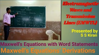 Maxwell Equations and Derivations  Word Statements  Electromagnetic Waves  EMF EMWTL [upl. by Arateehc841]