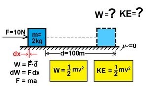 Physics 8 Work Energy and Power 5 of 37 Pushing an Object Frictionless [upl. by Radman]