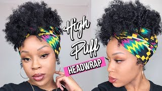 FAUX HIGH PUFF HEADWRAP STYLE WITH MY OWN HEADWRAP LINE [upl. by Jara828]