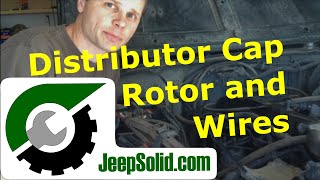 Jeep distributor cap Distributor cap rotor and spark plug wires [upl. by Ardnek546]