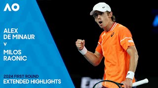 Alex de Minaur v Milos Raonic Extended Highlights  Australian Open 2024 First Round [upl. by Ainak]