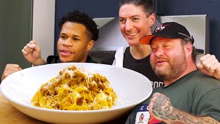 HOMEMADE PASTA 3WAYS W BOXING CHAMP DEVIN HANEY  THE IN STUDIO SHOW [upl. by Aierdna127]