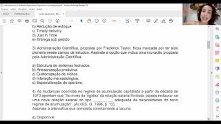 Sociologia  Exercícios Fordismo a Acumulação  Aula nº 14  Profa Geraldiny  PVSAÇÃO [upl. by Teresita]