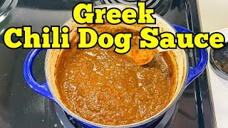 GREEK CHILI DOG SAUCE  Hot Dog Chili Recipe [upl. by Remmus744]