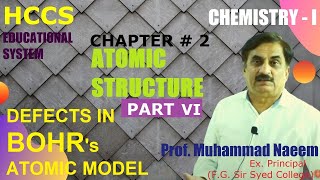 Defects in Bohr Atomic Model Ch 2 Atomic Structure Part VIChemistryI  Prof M Naeem  Lec 10 [upl. by Naahsar]