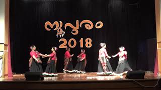 MANAM THELINJE NINNAL  RANGEELO MAARO malayalam ladies group danceARANGU NOOPURAM 2019 [upl. by Waldman276]