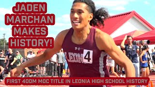 Jaden Marchan  Wins 400 at NJ Meet of Champions  Leonias 1st MOC Title [upl. by Ocinemod382]