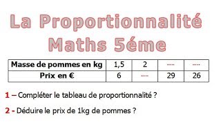 Maths 5ème  La proportionnalité Exercice 19 [upl. by Vander]