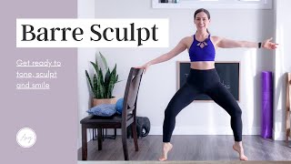 20 MIN BARRE SCULPT  Total Body Workout  AtHome Barre Workout [upl. by Magee15]