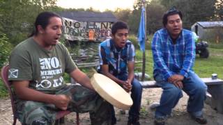 Grassy Narrows jr sing intertribal at blockade site [upl. by Asela]