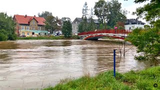 Jelenia Góra  Bóbr wystąpił z brzegów [upl. by Trudnak]