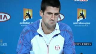 Novak Djokovic  AO 2011semifinal vs Roger Federer pm conference [upl. by Siger993]