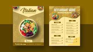 Restaurant Food Menu Design  Photoshop Tutorial [upl. by Dulce843]