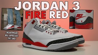 Jordan 3 Fire Red 2022 Review  On Feet  Sizing [upl. by Nonnaihr248]