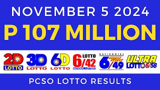 Lotto Result Today 9pm November 5 2024 PCSO [upl. by Jessy]