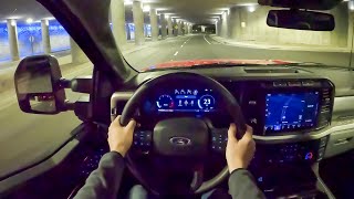 2023 Ford F250 Super Duty XLT 73  POV Night Drive Binaural Audio [upl. by Yecats172]