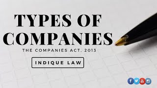 Types of Companies  Company Law of India  Indique Law [upl. by Felty754]