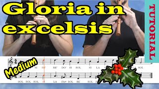 Gloria in excelsis  Tutorial flauta con partitura  Karaoke instrumental [upl. by Airdnekal]