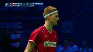 Match point  Denmark vs France  Men’s Singles 1  Final  EMTC 2024 [upl. by Ahsekam]