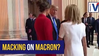 WATCH Trump caught complimenting Macrons wifes body [upl. by Htebaras]