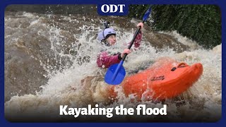 Kayaker braves flooded Dunedin river [upl. by Michale96]