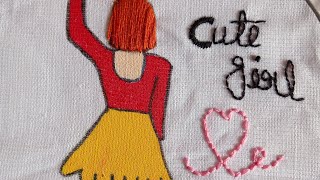 Cute Girl Embroidery Hoop tutorial embroideryart trendingshorts embroideryshortvideo [upl. by Sindee766]