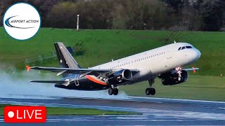 Birmingham Airport Live 💨 Blustery Crosswind Landings ✈️ 28032024 aviation [upl. by Nosidam31]