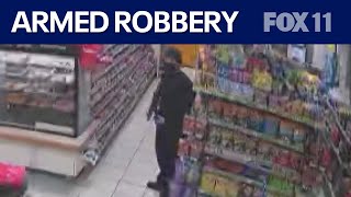 Canoga Park 7Eleven store robbed at gunpoint [upl. by Anilorak32]