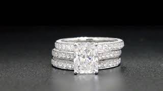 Natural Radiant Cut Vintage 3 Sided Micro Pave Eternity Bridal Set  GIA Certified [upl. by Hymen954]