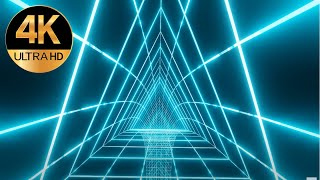 10 hour 4k Fast moving Triangle Blue color Meditation Relax background Video neon tunnel screensaver [upl. by Kubetz535]