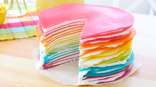 DIY Rainbow Crepe Cake Recipes at Home  Crepe Recipes For All Dessert Lovers [upl. by Aissyla]