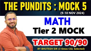 CGL TIER 2 MATH MOCK The pundits weekly free live mock 5 math solution 9  10 Nov [upl. by Nilyarg]