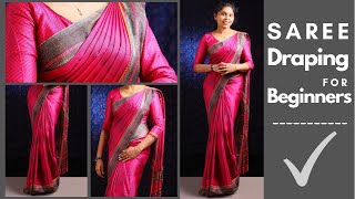 Saree draping tutorial for beginnerstips for secure fittingതുടക്കക്കാർക്‌അടിപൊളിയായിസാരിഉടുക്കാം [upl. by Silva]