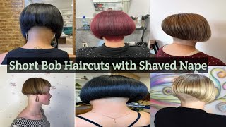 Simple Short Bob Haircuts with Shaved Nape Bob Haircuts with Nape Short Shaved Nape Haircuts 2023 [upl. by Milton]