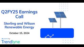 Sterling and Wilson Renewable Energy Earnings Call for Q2FY25 [upl. by Ailongam]