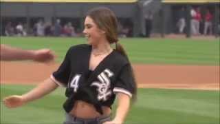 McKayla Maroney cartwheeled and flipped before throwing the first pitch for the White Sox [upl. by Ainezey]