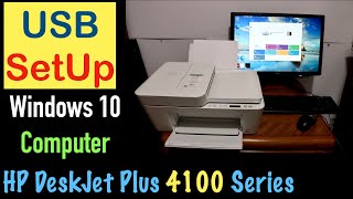 HP DeskJet 4100 USB SetUp Windows 10 [upl. by Inaluiak22]